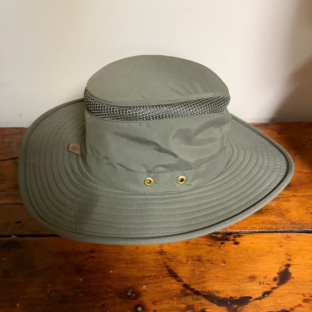 Tilley Mens Airflo Broad Brim Green Hat Size 7 1/8 Hiking